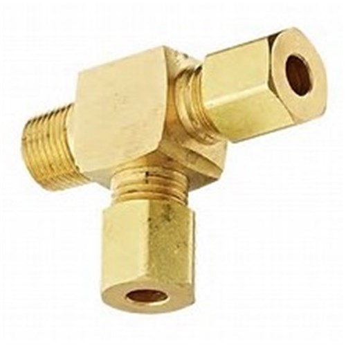 BRASS COMPRESSION FITTING x RUN TEE - Imperial tube x NPT male thread