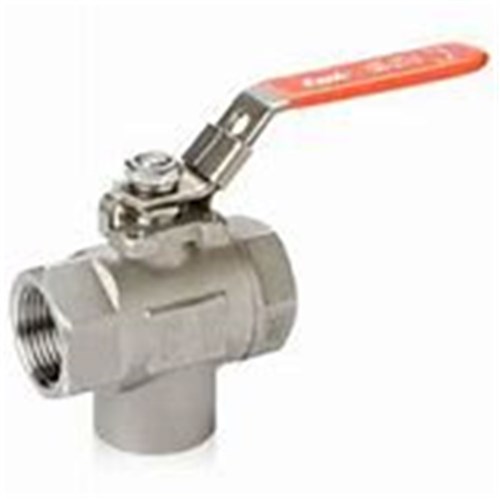 BRASS BALL VALVE - 3 WAY L PORT rear entry, ISO Pad x BSP Female 