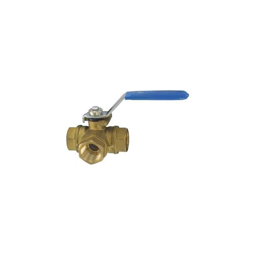 BRASS BALL VALVE - 3 WAY T PORT, BSP Female side entry