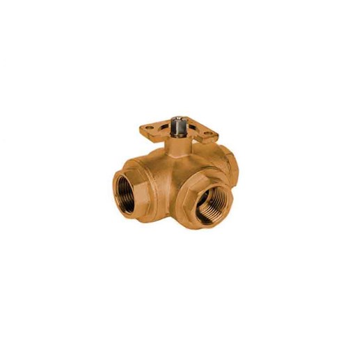 BRASS BALL VALVE - 3 WAY L PORT, ISO Pad x BSP Female side entry 