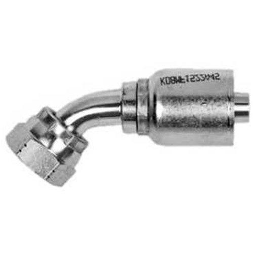 HYDRAULIC HOSE CRIMP COUPLING - Swept 45 Elbow x METRIC Light Female Swivel