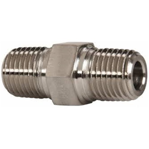 316 STAINLESS STEEL HYDRAULIC NIPPLE - BSPT Male x NPT Male