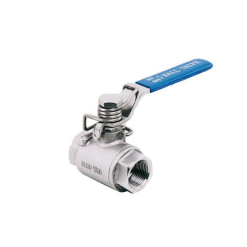 STAINLESS STEEL 316 BALL VALVE x 2 Piece, Deadman handle, BSP Female, PTFE