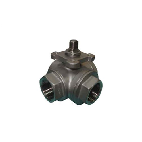 STAINLESS STEEL 316 BALL VALVE - 3 WAY L Port, ISO Pad, BSP Female side entry